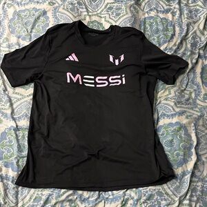 adidas Black Tee with Pink Messi Design